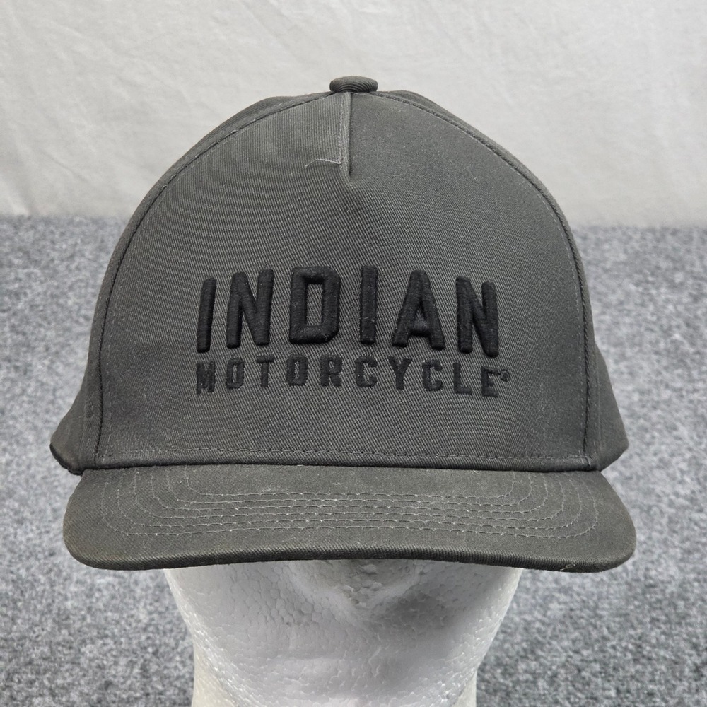 Indian Motorcycle Hat Gray Stretch Fit Cap Embroidered Logo Biker
